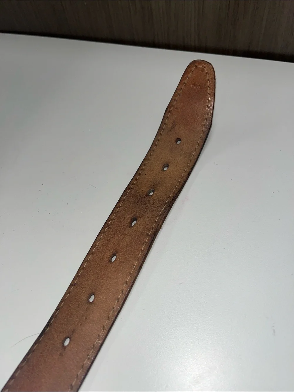 Men’s Source Unknown Brown Leather Belt with Silver Buckle size 38”